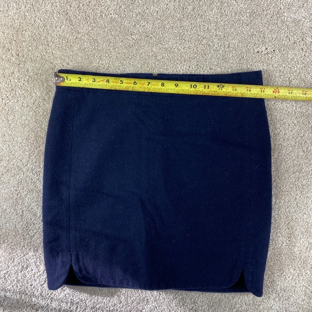 J. Crew Shirttail Mini Skirt B0358 Navy Blue Wool Blend Size‎ 4